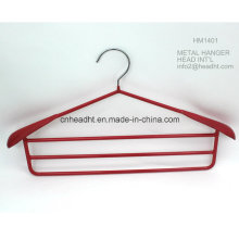 Hh Hm1401 Wholesale Plastic Plated Metal Coat Hanger with 3PCS Metal Hanging Bar
